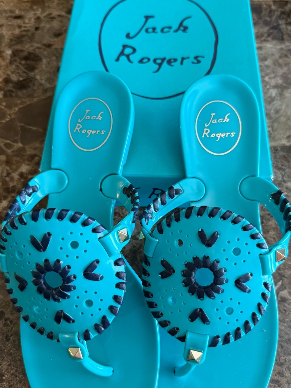 🏝️Jack Rogers Georgica Jelly Sandals Blue/Midnight Navy Size 9 NIB - Picture 6 of 7